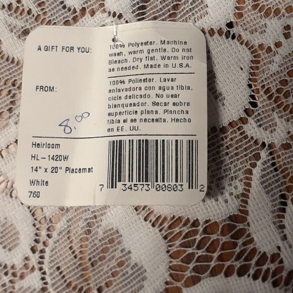 -3 pc bundle of vtg.white Heirloom Lace doilies, runner, placemat, & doily - Picture 5 of 10